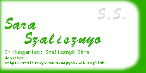 sara szalisznyo business card
